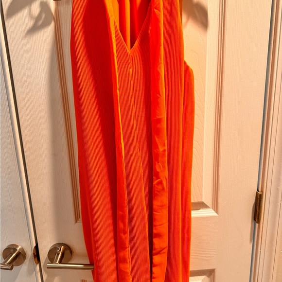 Japna Orange Halter Pleated Mini Sundress - Picture 2 of 6